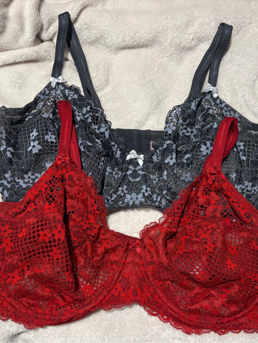 Pair of Adore Me 40DDD Cinthia Unlined Lace Bras Plus Size Curvy Lingerie